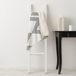 Grey and White Abstract Modern Chevron Diamonds Sherpa Blanket