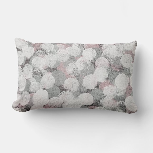 grey and white abstract paint circle pattern lumbar cushion (Front)
