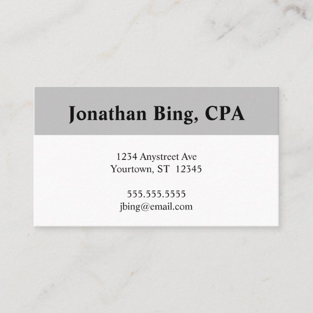 Grey and White Accountant Finance Business Card (Front)