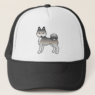 Grey And White Alaskan Klee Kai Cute Cartoon Dog Trucker Hat