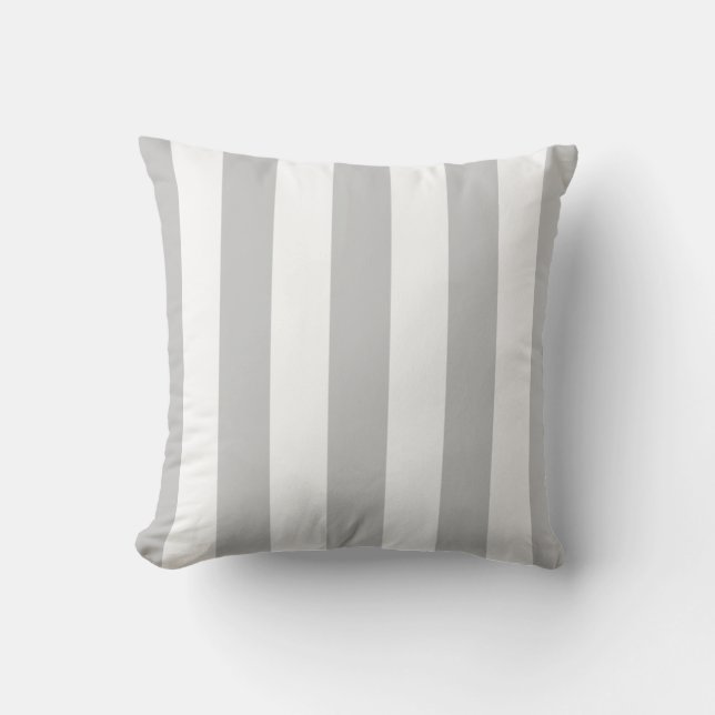 Grey and White Awning Stripes Cushion (Front)
