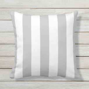 Grey and White Awning Stripes Cushion
