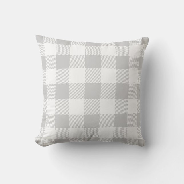 Grey and White Buffalo Check Cushion (Front)