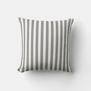 Grey and white candy stripes cushion