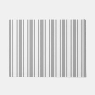 Grey and white candy stripes doormat