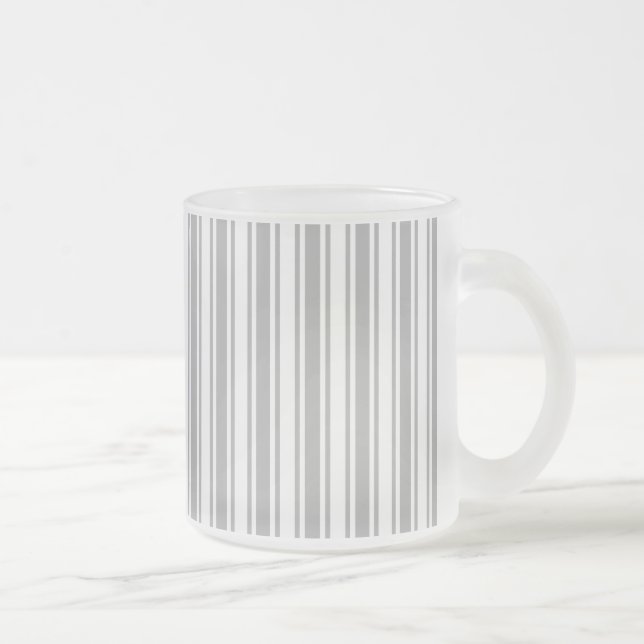 Grey and white candy stripes frosted glass coffee mug (Right)