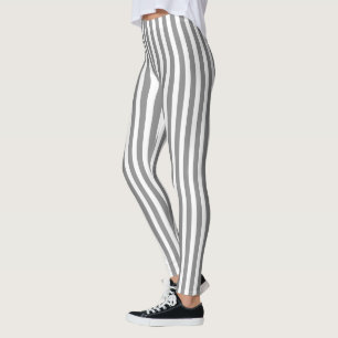 Grey and white candy stripes leggings