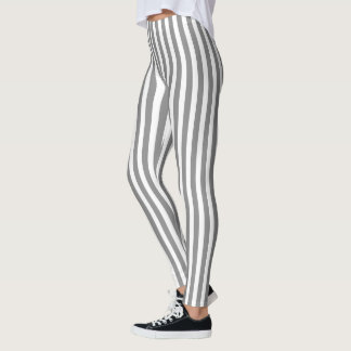 Grey and white candy stripes leggings