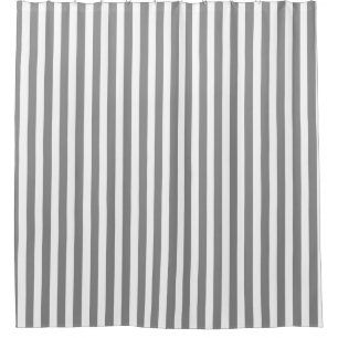 Grey and white candy stripes shower curtain