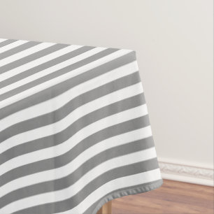 Grey and white candy stripes tablecloth