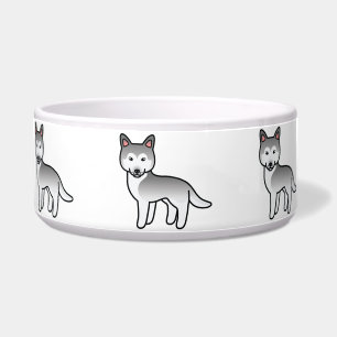 Grey And White Cartoon Siberian Husky Dog