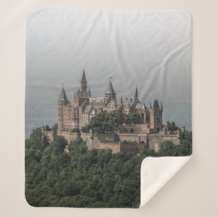 GREY AND WHITE CASTLE ON HILLS SHERPA BLANKET
