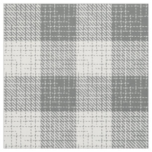 Grey and White Checkered Crosshatch Plaid Fabric