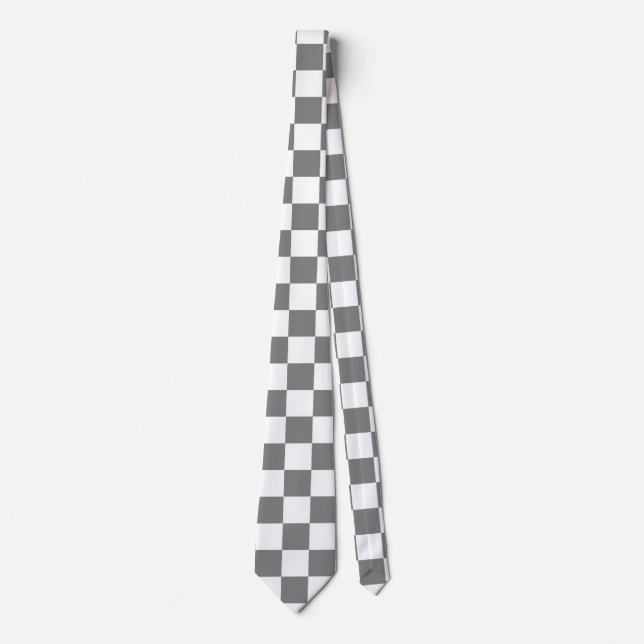 grey and white Chequerboard Pattern Tie (Front)