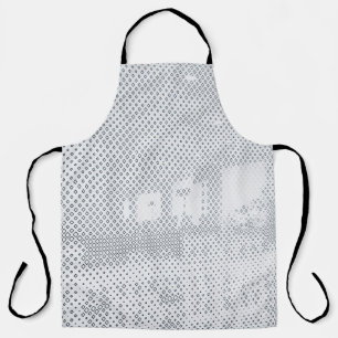 Grey and white chequered textile apron