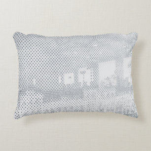 Grey and white chequered textile decorative cushion