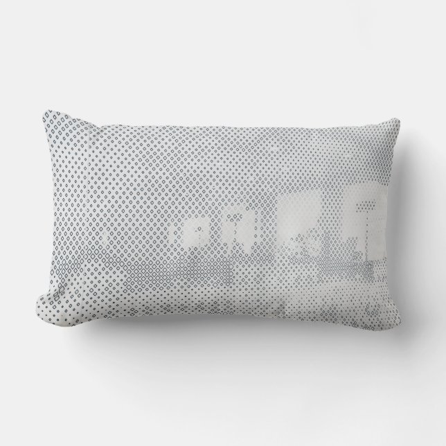 Grey and white chequered textile lumbar cushion (Front)