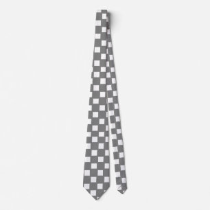 Grey and White Chequered Tie