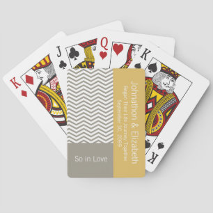 Grey and White Chevron Chic Commemorative Wedding Playing Cards