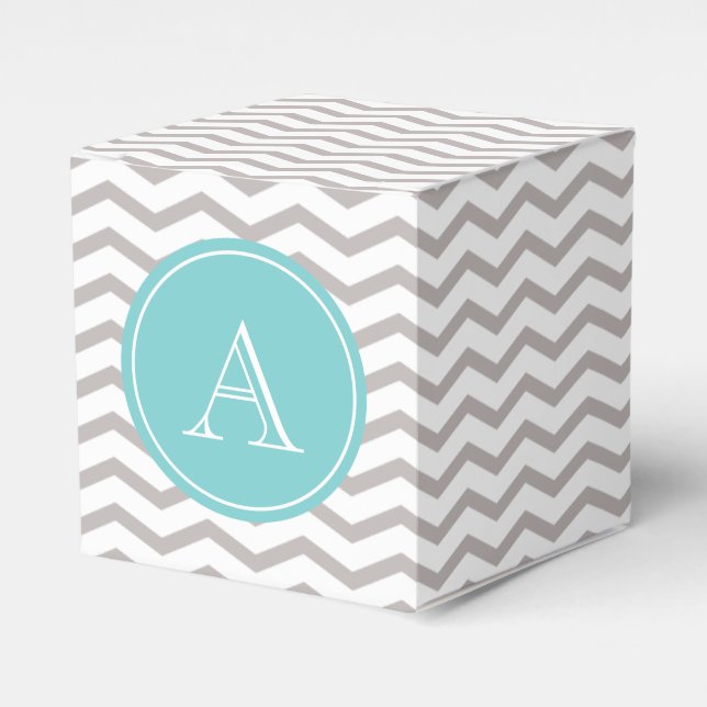 Grey and White Chevron Favour Box (Front Side)