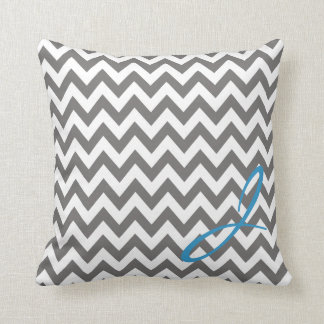 Grey and White Chevron Monogram Nursery Pillow