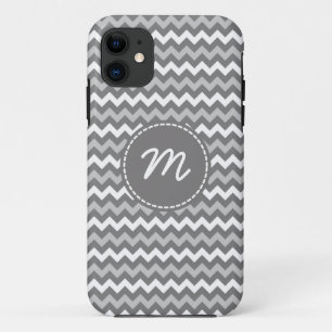 Grey and White Chevron Pattern Custom Monogram Case-Mate iPhone Case