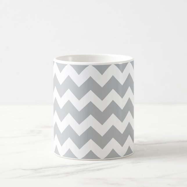 Grey and White Chevron Stripe Coffee Mug (Center)
