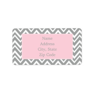 Grey and White Chevron with Pastel Pink Label