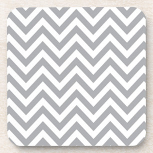 Grey and White Chevron Zigzag Pattern Coaster
