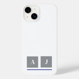 Grey and white classic initials Case-Mate iPhone 14 case
