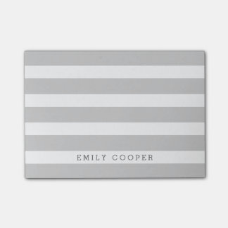 Grey and White Classic Stripes Monogram Post-it Notes