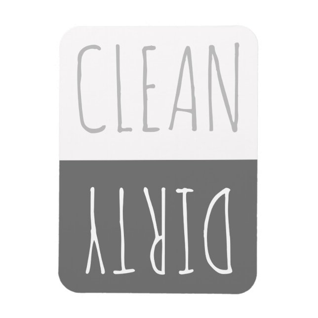 grey and White Clean and Dirty Dishwasher Magnet (Vertical)