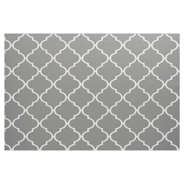 Grey and White Custom Quatrefoil Fabric (Fat Quarter)