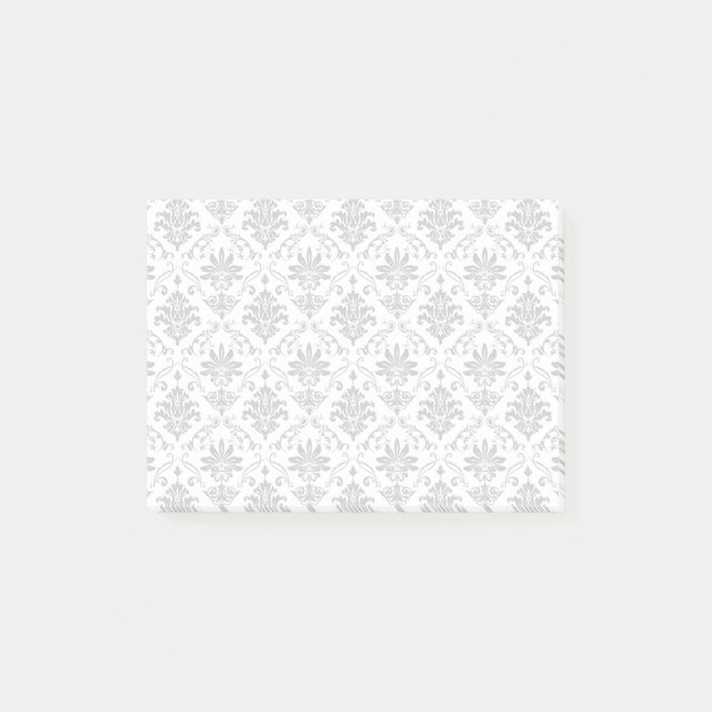 Grey and White Damask Post-it Notes (Front)