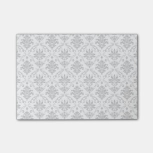 Grey and White Damask Post-it Notes