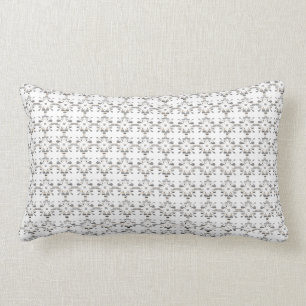 Grey and white decorative geometric pattern lumbar cushion