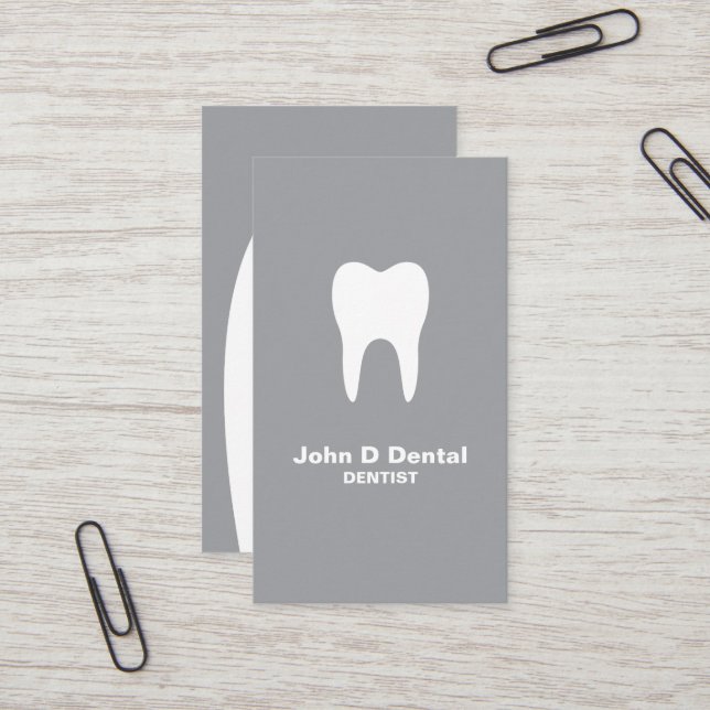 Grey and white dental dentist  business card (Front/Back In Situ)