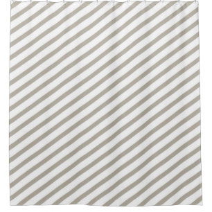 Grey and White Diagonal Stripes Modern Shower Curtain