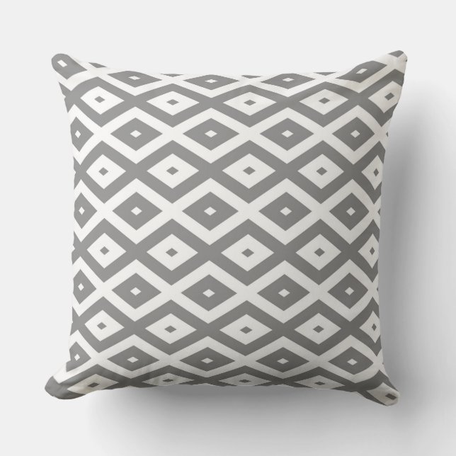 Grey and white diamond pattern cushion (Front)