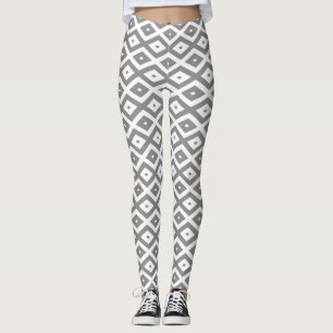 Grey and white diamond pattern leggings