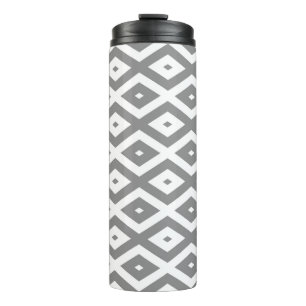 Grey and white diamond pattern thermal tumbler
