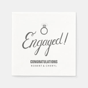 Grey and White Engagement Party Napkins