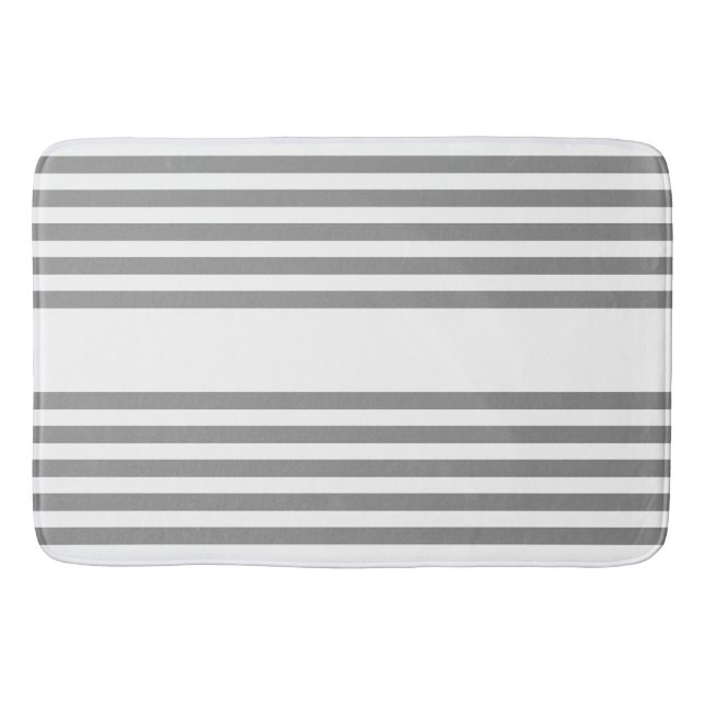 Grey and white five stripes pattern bath mat (Front)