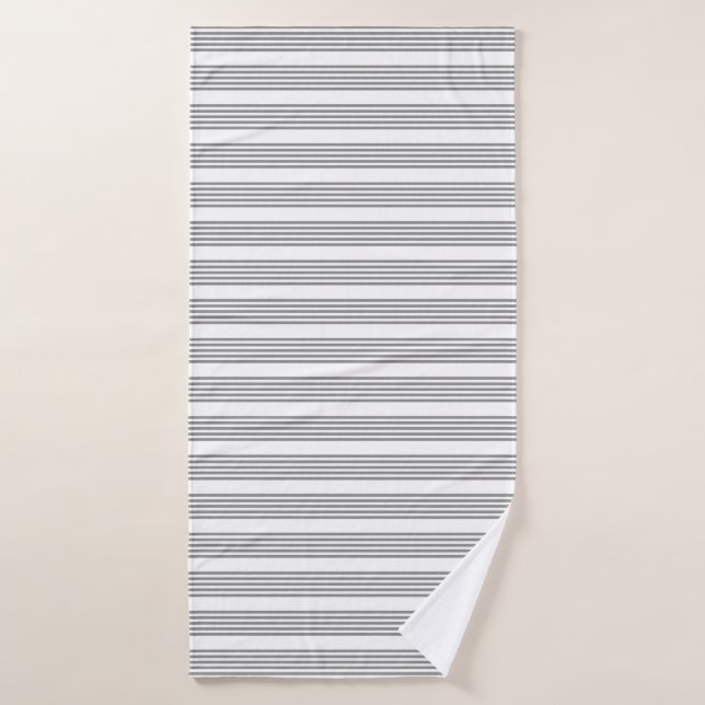 Grey and white five stripes pattern bath towel (Bath Towel)