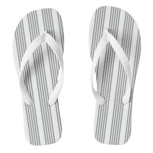 Grey and white five stripes pattern jandals