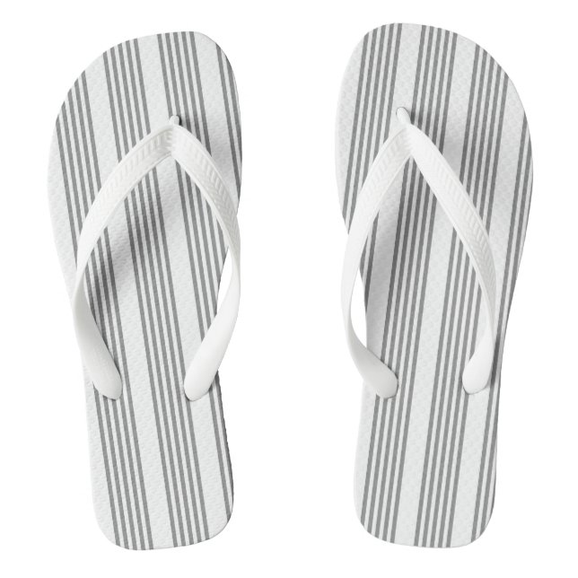 Grey and white five stripes pattern jandals (Footbed)
