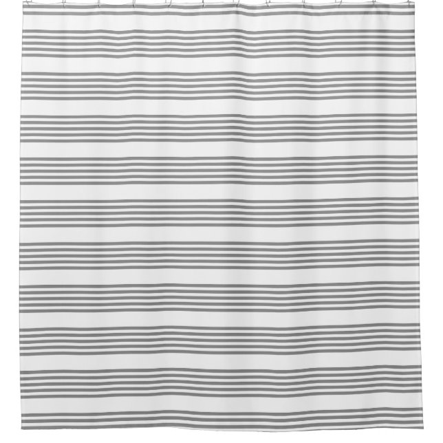 Grey and white five stripes pattern shower curtain (Front)