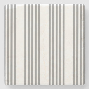 Grey and white five stripes pattern stone coaster
