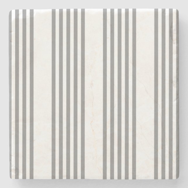 Grey and white five stripes pattern stone coaster (Front)