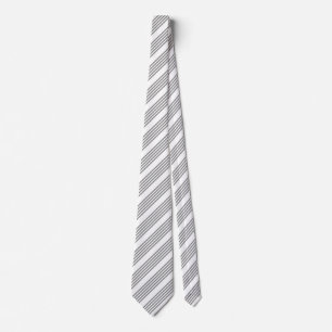 Grey and white five stripes pattern tie